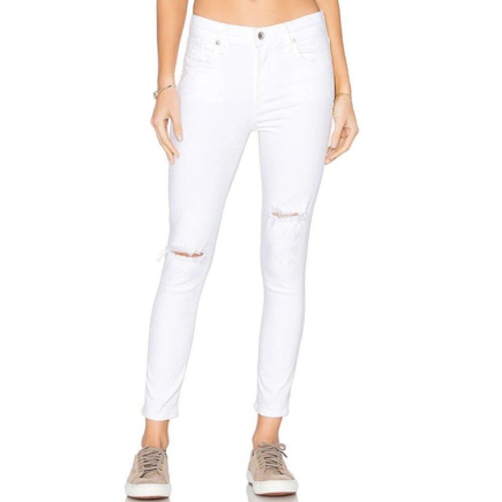 Agolde Sophie High Rise Crop Skinny Jeans In Shoreline Destruct Size 25